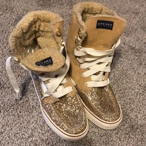 Gold sparkle Sperry high-tops